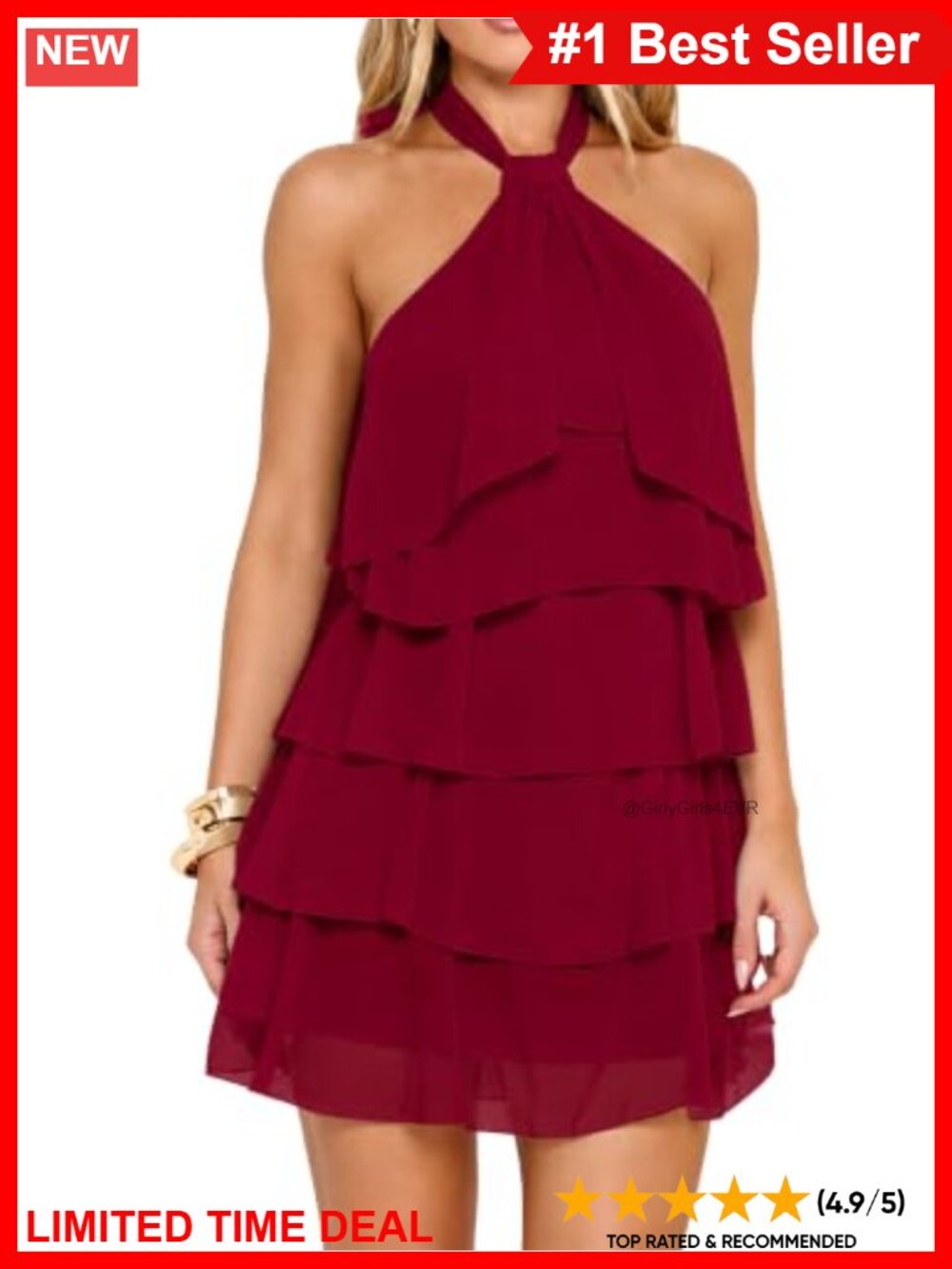 Women's Boho Halter Ruffle Mini Party Dress Sleeveless Backless